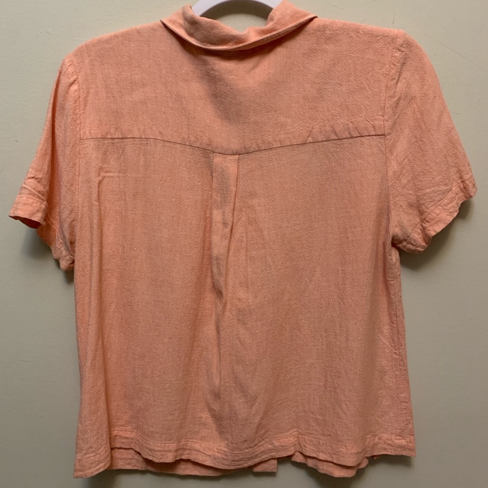 Dex Peach Coral Linen Blend Button Front Shirt - Picture 5 of 5